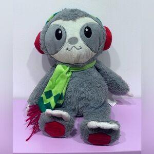 Gray and White Sloth Stuffed Animals‎ with Scarf and Ear Muff
